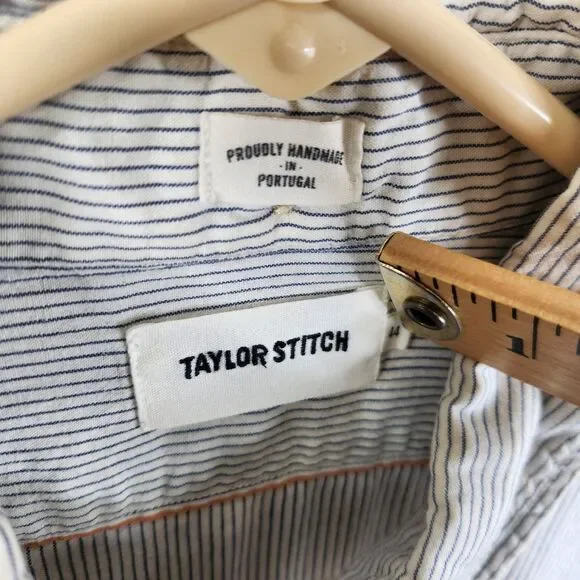 Taylor Stitch Long Sleeve Handmade Striped Single Pocket Button Down Shirt 44 - Picture 4 of 6